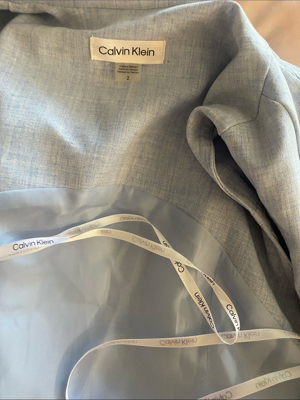 Calvin Klein Light Blue Sleeveless Zip Belted Dress - Picture 7 of 8